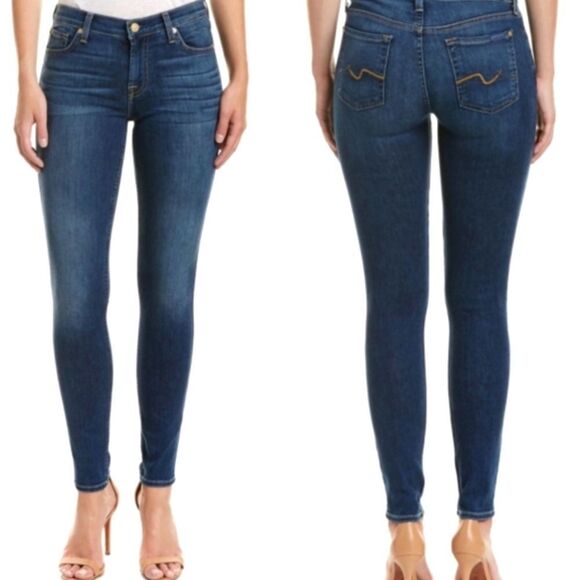 7 For All Mankind Gwenevere Skinny Jeans Dark Wash Sz 25 - Picture 1 of 15
